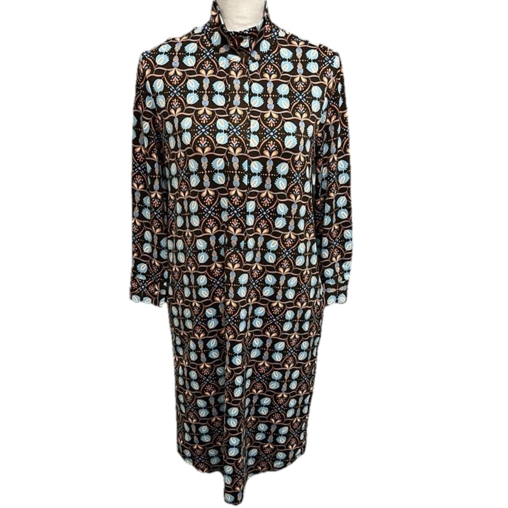 J. McLaughlin Womens Berlin Dress Atlas‎ Tile Print Size XS Stretch POCKETS Mock